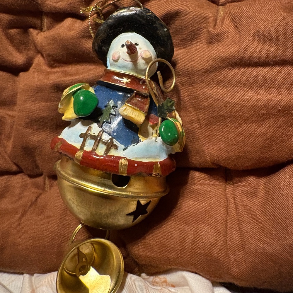 Festive Snowman Bell Ornament